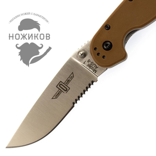 Складной нож Ontario RAT с коричневой рукоятью фото 3